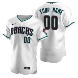 Men's Custom Arizona Diamondbacks Flex Base Jersey White Teal