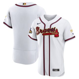 Men's Flex Base Atlanta Braves 2022 Gold Program White Stitched Jersey