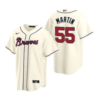 Men's #55 Chris Martin Atlanta Braves Cool Base Jersey Cream