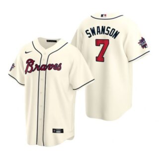 Men's Dansby Swanson Atlanta Braves Cool Base All Star Jersey Cream