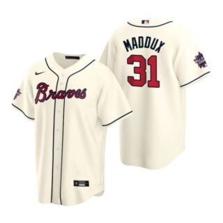 Men's Greg Maddux Atlanta Braves Cool Base All Star Jersey Cream