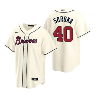 Men's #40 Mike Soroka Atlanta Braves Cool Base Jersey Cream