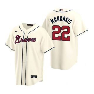Men's Nick Markakis Atlanta Braves Cool Base Jersey Cream