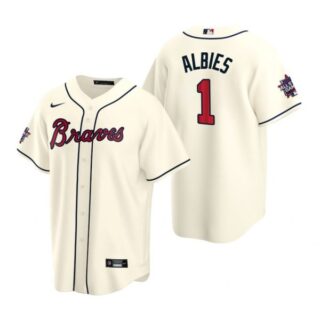 Men's Ozzie Albies Atlanta Braves Cool Base All Star Jersey Cream