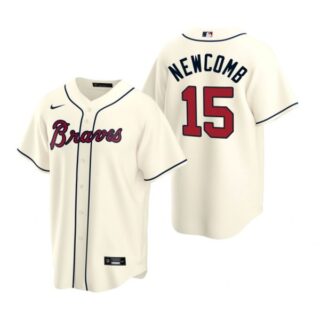 Men's #15 Sean Newcomb Atlanta Braves Cool Base Jersey Cream
