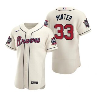 Men's A.J. Minter Atlanta Braves Flex Base All Star Jersey Cream