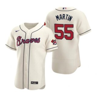 Men's #55 Chris Martin Atlanta Braves Flex Base Jersey Cream