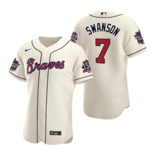 Men's Dansby Swanson Atlanta Braves Flex Base All Star Jersey Cream