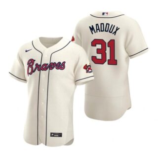 Men's Greg Maddux Atlanta Braves Flex Base Jersey Cream
