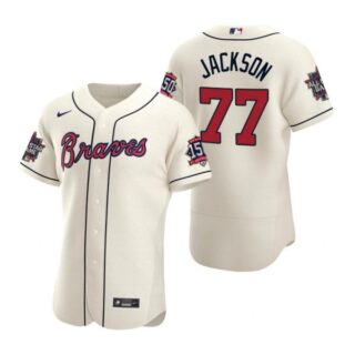 Men's Luke Jackson Atlanta Braves Flex Base All Star Jersey Cream