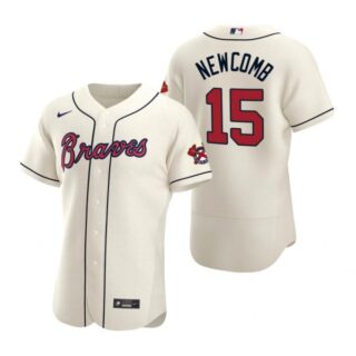 Men's #15 Sean Newcomb Atlanta Braves Flex Base Jersey Cream