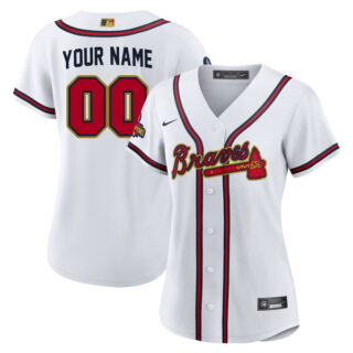Women's Atlanta Braves Custom 2022 Gold Program White Stitched Jersey