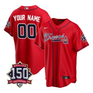 Men's Custom Atlanta Braves Los Bravos Red Stitched Jersey Red