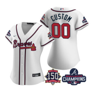 Women's Atlanta Braves Custom 2021 World Series Champions Stitched Jersey White