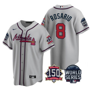 Men's Atlanta Braves Eddie Rosario 2021 World Series Stitched Jersey Cool Base Gray
