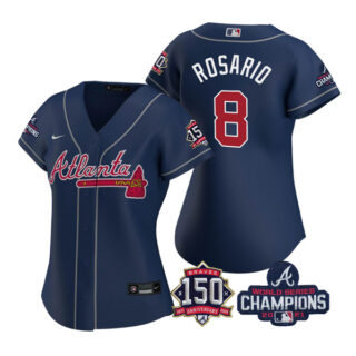 Women's Atlanta Braves Eddie Rosario 2021 World Series Champions Stitched Jersey Navy