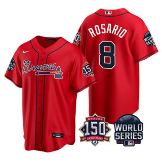 Men's Atlanta Braves Eddie Rosario 2021 World Series Stitched Jersey Cool Base Red