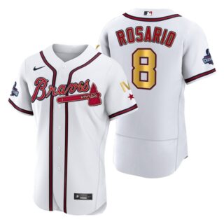 Men's Atlanta Braves Eddie Rosario 2022 White Gold Program 4-Time World Series Champions Jersey
