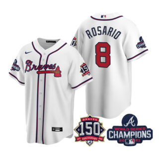 Men's Atlanta Braves Eddie Rosario 2021 World Series Champions Stitched Jersey Cool Base White Home