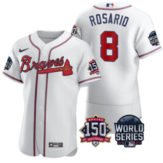 Men's Atlanta Braves Eddie Rosario 2021 World Series Stitched Jersey Flex Base White Home