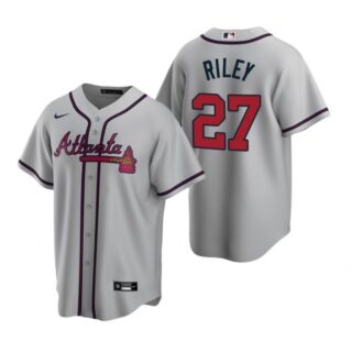 Men's #27 Austin Riley Atlanta Braves Cool Base Jersey Gray