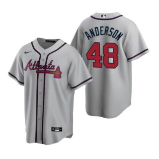 Men's Ian Anderson Atlanta Braves Cool Base Jersey Gray