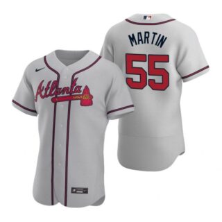 Men's #55 Chris Martin Atlanta Braves Flex Base Jersey Gray