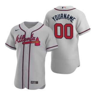 Men's Custom Atlanta Braves Flex Base Jersey Gray