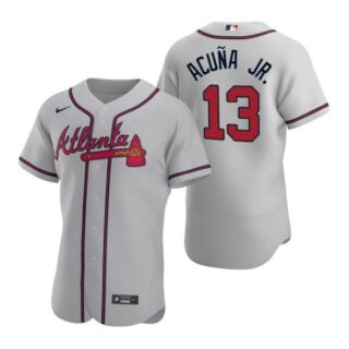 Men's Ronald Acuna Jr. Atlanta Braves Flex Base Jersey Gray