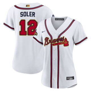 Women's Atlanta Braves Jorge Soler 2022 Gold Program White Stitched Jersey