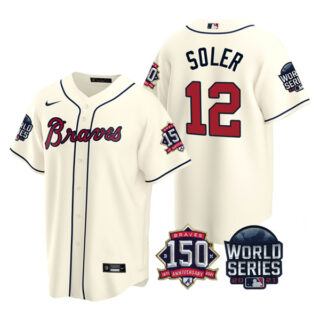 Men's Atlanta Braves Jorge Soler 2021 World Series Stitched Jersey Cool Base Cream