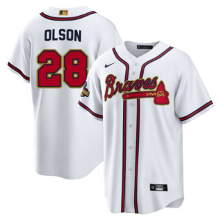 Men's Flex Base Atlanta Braves Matt Olson 2022 Gold Program White Stitched Jersey