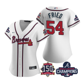 Women's Atlanta Braves Max Fried 2021 World Series Champions Stitched Jersey White