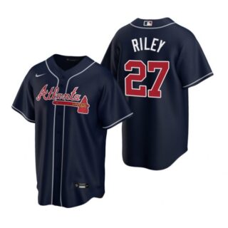 Men's #27 Austin Riley Atlanta Braves Cool Base Jersey Navy