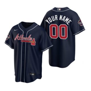 Men's Custom Atlanta Braves Cool Base All Star Jersey Navy