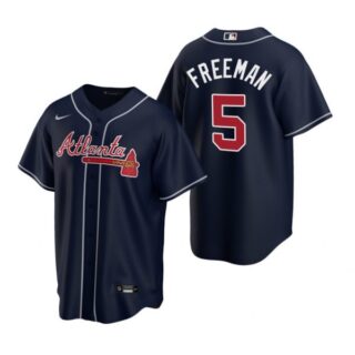 Men's #5 Freddie Freeman Atlanta Braves Cool Base Jersey Navy