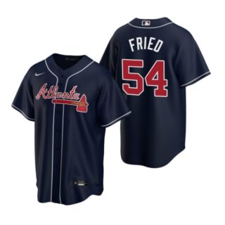 Men's #54 Max Fried Atlanta Braves Cool Base Jersey Navy