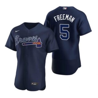 Men's Freddie Freeman Atlanta Braves Flex Base Jersey Navy