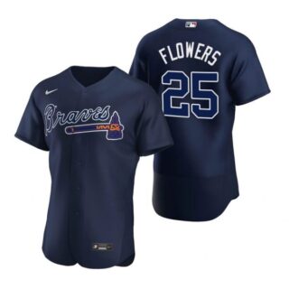 Men's Tyler Flowers Atlanta Braves Flex Base Jersey Navy