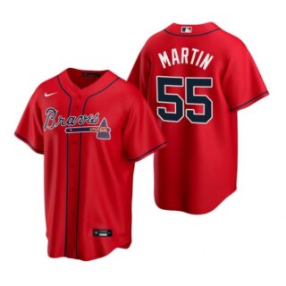 Men's #55 Chris Martin Atlanta Braves Cool Base Jersey Red