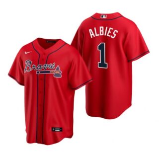 Men's #1 Ozzie Albies Atlanta Braves Cool Base Jersey Red