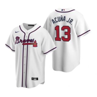 Men's #13 Ronald Acuna Jr. Atlanta Braves Cool Base Jersey White