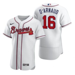 Men's Travis D'Arnaud Atlanta Braves Flex Base Jersey White