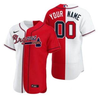 Men's Custom Atlanta Braves Flex Base Jersey Red