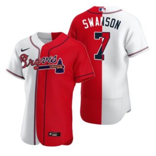 Men's #7 Dansby Swanson Atlanta Braves Flex Base Jersey Red