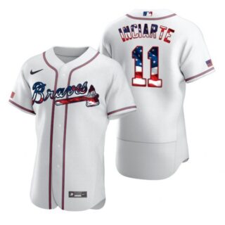 Men's #11 Ender Inciarte Atlanta Braves Flex Base Jersey White Stars