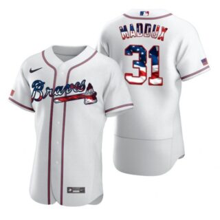 Men's Greg Maddux Atlanta Braves Flex Base Jersey White Stars
