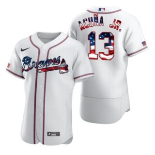 Men's Ronald Acuna Jr. Atlanta Braves Flex Base Jersey White Stars