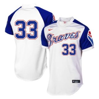Men's #33 A.J. Minter Atlanta Braves Cool Base Jersey White Throwback