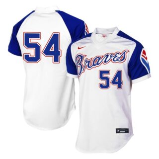 Men's #54 Max Fried Atlanta Braves Cool Base Jersey White Throwback